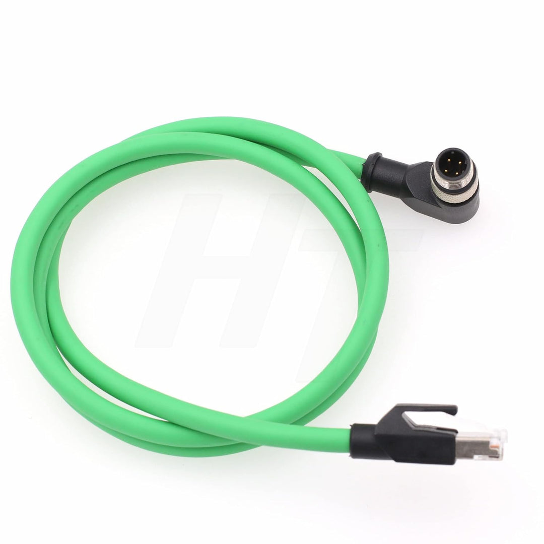 Industrial Ethernet M12 4-Pin D-Code Stecker rechtwinklig auf RJ45 Kabel, geschirmtes High-Flex CAT5