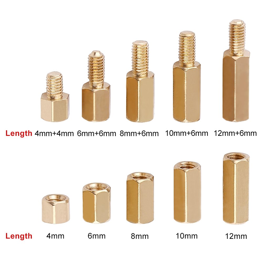 300pcs M3 Abstandshalter Distanzhülse Schrauben Messing StandOff Männliche Weibliche Hexe Spacers Fü