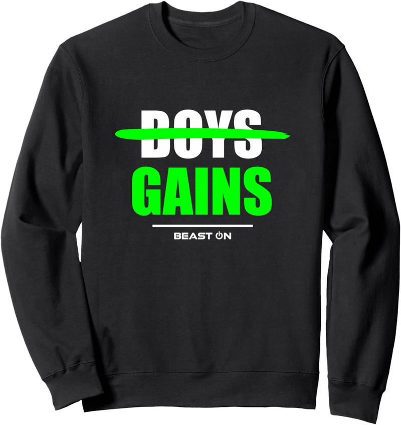 Boys Gains before Boys Bodybuilding Gains Gym Fitness Sweatshirt