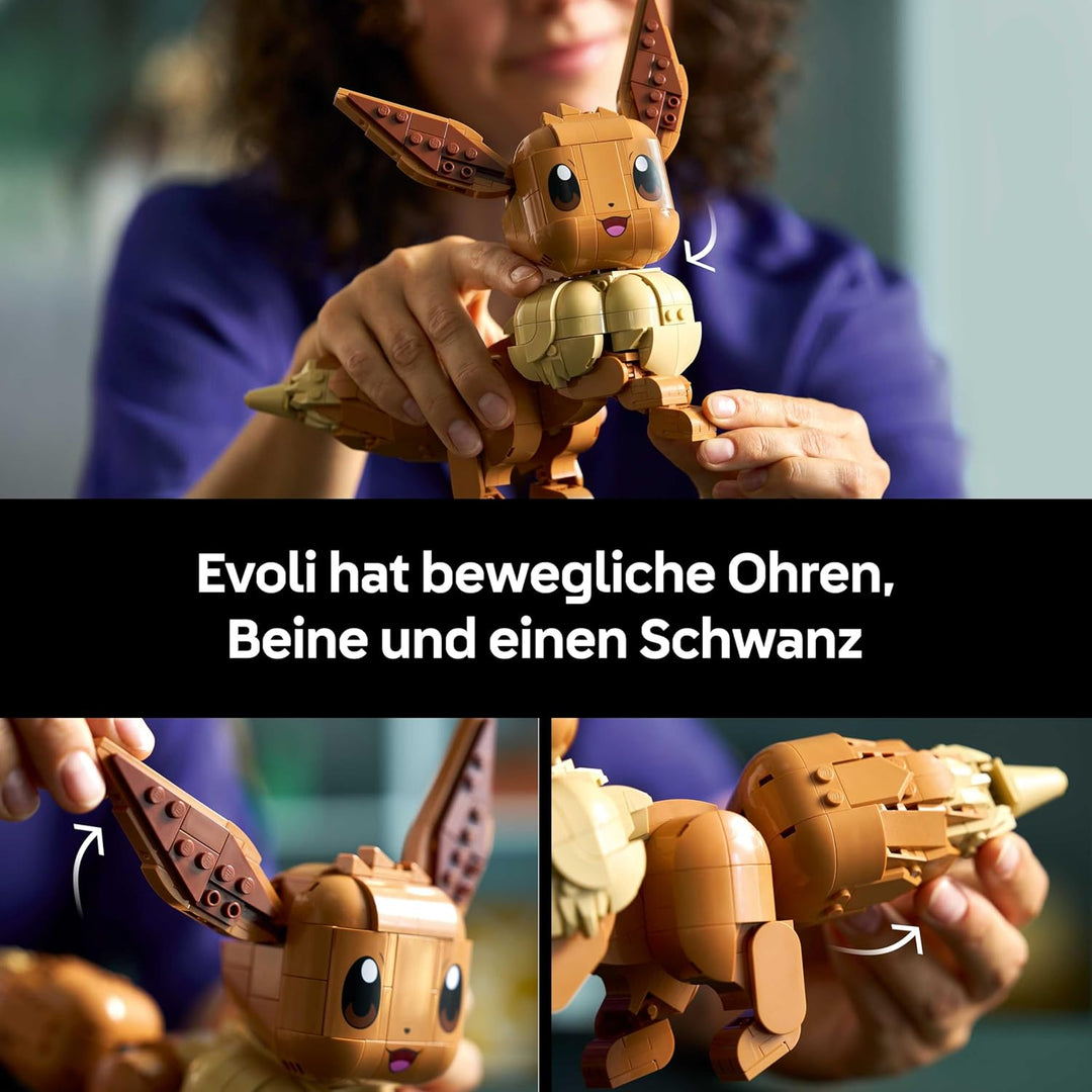 LEGO Pokémon Evoli Figur - Bauset für Erwachsene - Anime Modellbau mit beweglichen Gliedmassen, Ohre