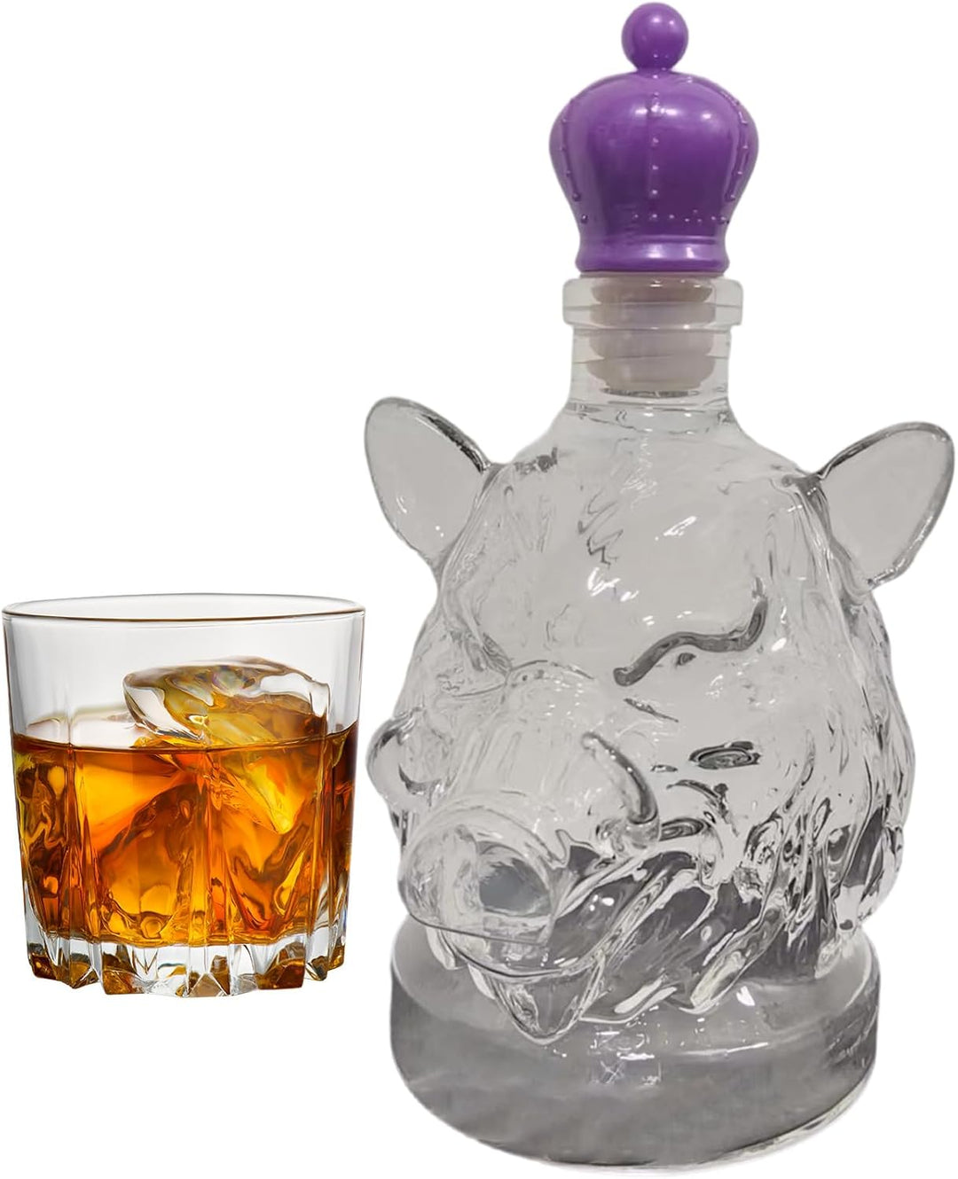 Wildschwein Whisky -Dekanter, kreative Wildschwein Whisky -Flasche, lustige Tierkopfglasflasche mit