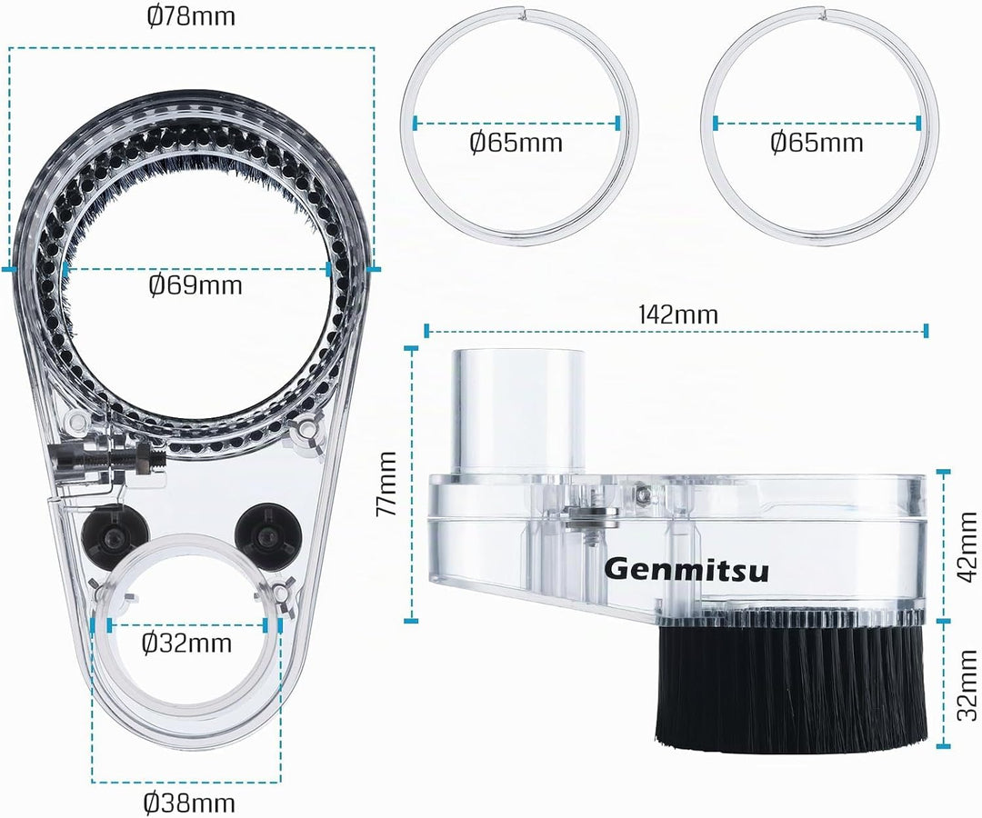 Genmitsu CNC-Staubschuh per mandrino da 65/ 69mm, Schlauchadapter-Aussendurchmesser 38 mm, rasparent