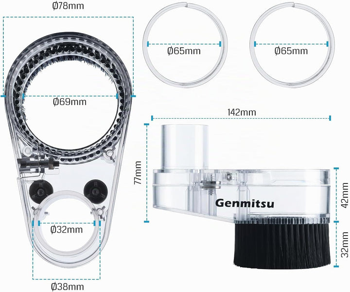 Genmitsu CNC-Staubschuh per mandrino da 65/ 69mm, Schlauchadapter-Aussendurchmesser 38 mm, rasparent