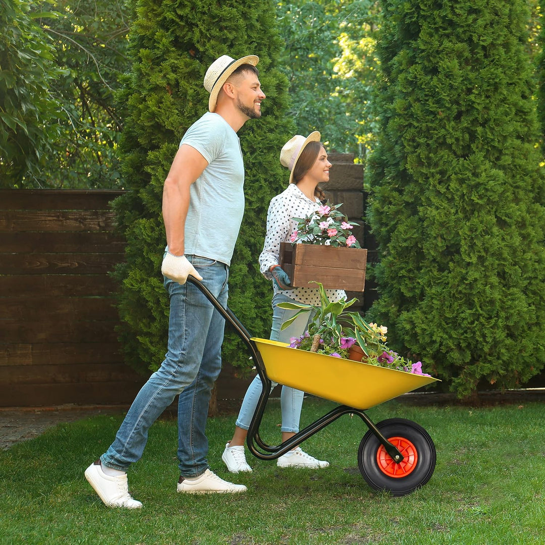 2 x Schubkarrenrad 4.00-6, Vollgummirad mit Kunststofffelge, je 3 Adapter, PU Ersatzrad pannensicher