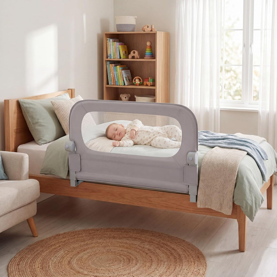 RELAX4LIFE Bettgitter Rausfallschutz, 80 x 60 cm, zusammenklappbares Bettschutzgitter, Kinderbettgit