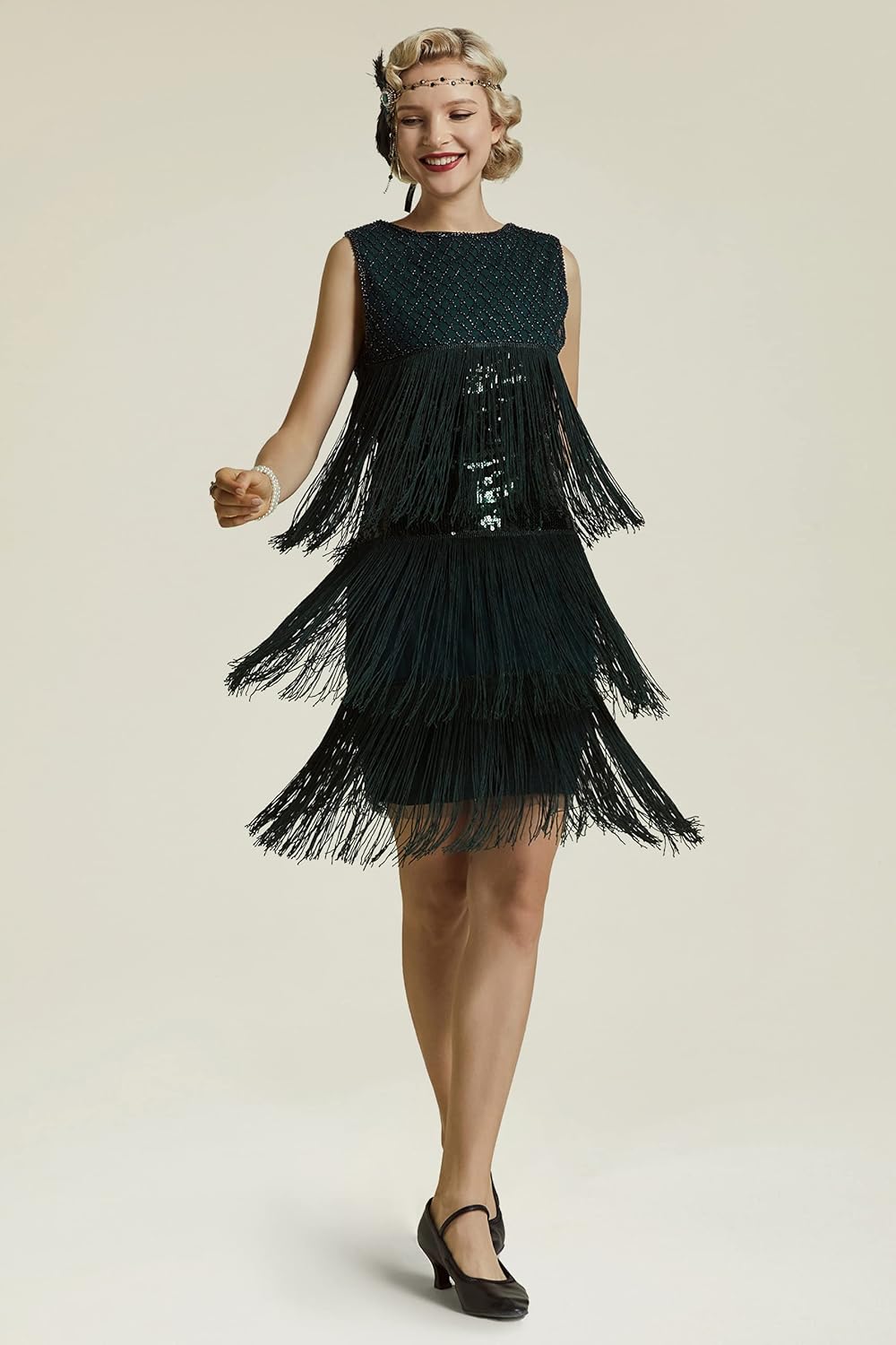 ArtiDeco 1920s Charleston Kleid Damen Knielang Cocotail Party Kleid 20er Jahre Flapper Damen Gatsby