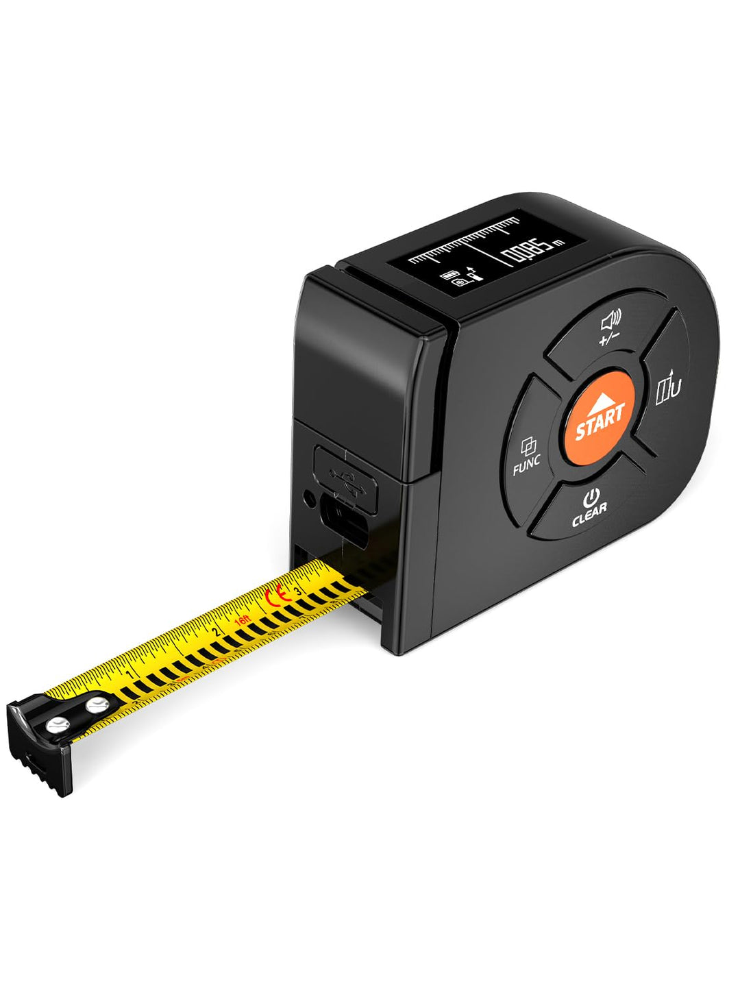 Laser Massband, 3 in 1 Laser Entfernungsmesser 196ft/60m Digitales Massband mit Laser, 16ft/5m Digit