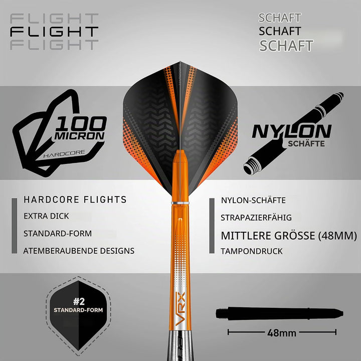RED DRAGON Amberjack Series Steel Profi Dartpfeile Steeldarts Set mit Flights und Schäfte 30.0 Gramm