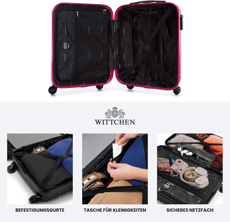 WITTCHEN Reisekoffer 3er Koffer-Set Rollkoffer Trolley Handgepäck Hartschale aus ABS mit 4 Spinner-R