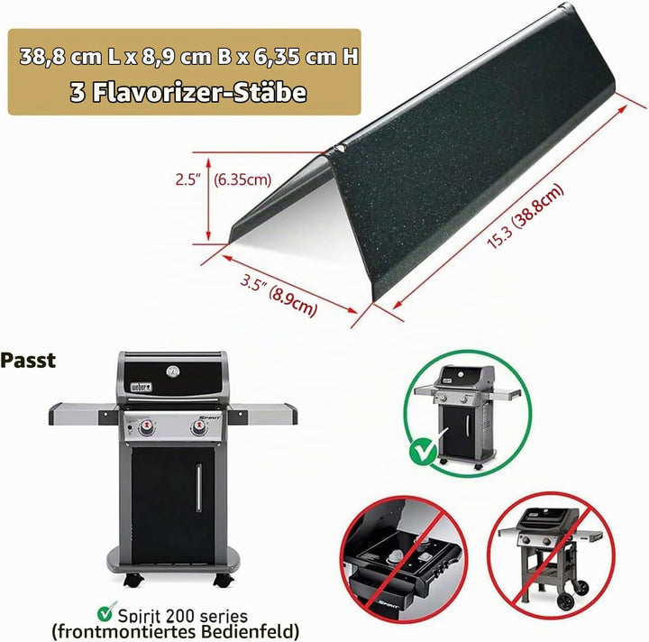 Denmay 7635 38.8cm Porzellan-emailliert Flavorizer Bars für Weber Spirit E/S 210 220 (mit vorderen B