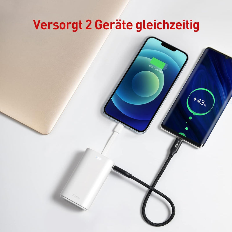 iWALK Klein Power Bank 9000mAh, Tragbares Externes Ladegerät mit Integrierte Kabel Mini Fast Charge