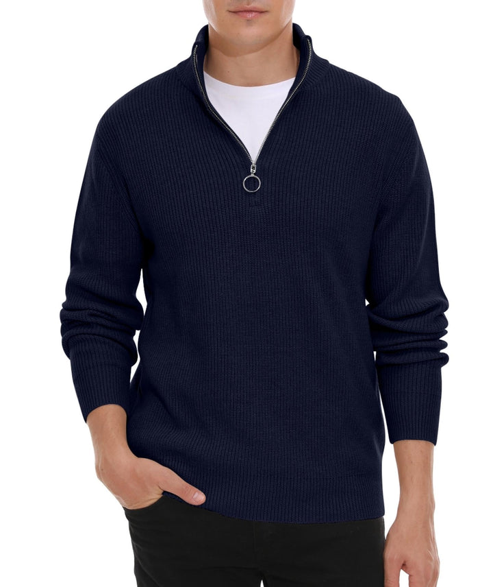 Hisir Pullover Herren Strickpullover 1/4 Zip Pulli Männer, Bequem Weich Warmer Winter Pullover für M