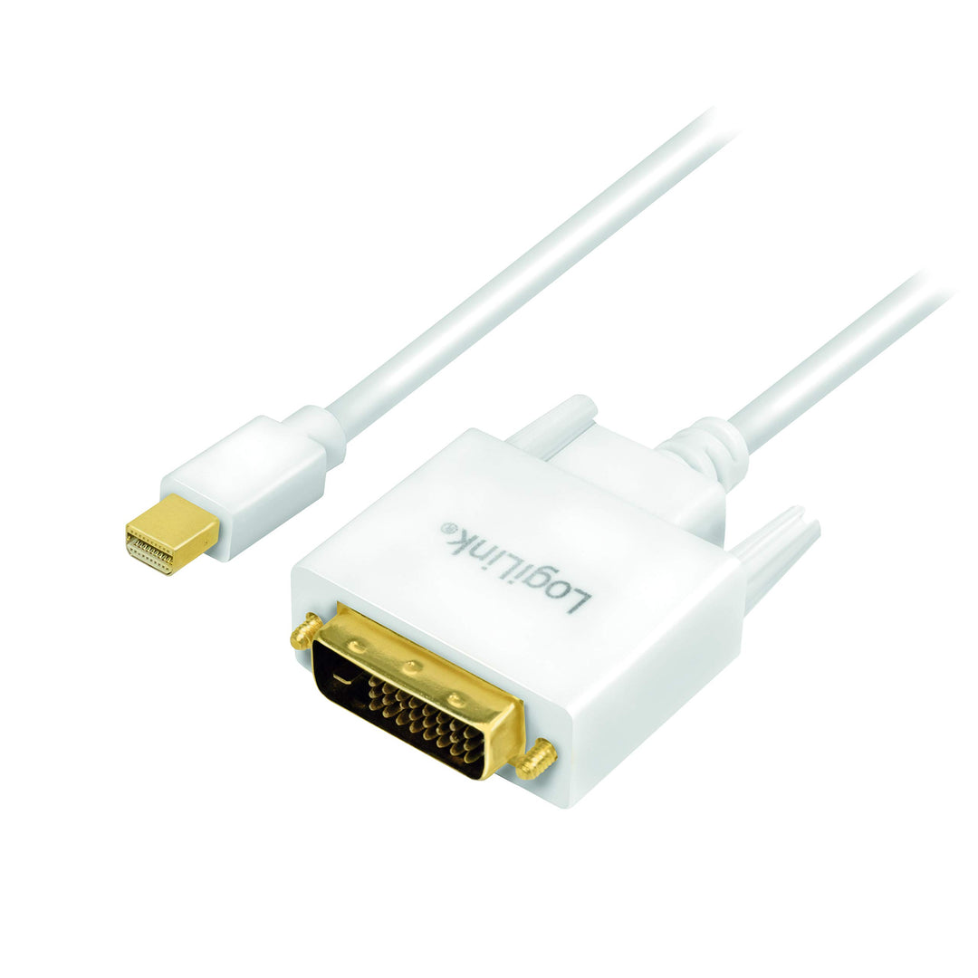 Mini-DisplayPort (v1.2) zu DVI (DVI-D 24+1) Anschlusskabel in weiss, FULL HD, 1,8m 1,8m mini-DP zu D