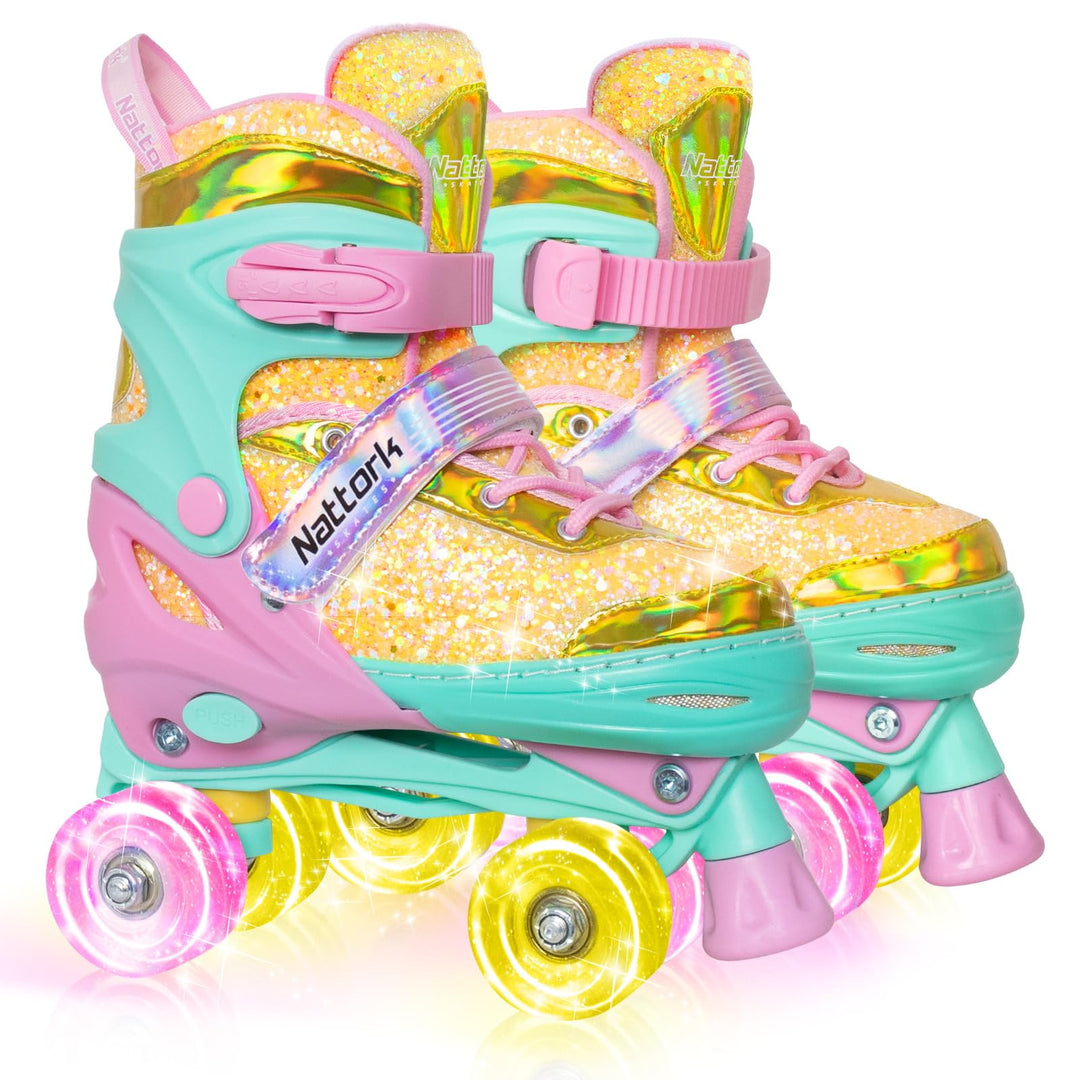 Nattork Kinder Rollschuhe, Rollschuhe Verstellbar mit 4 Grössen Einstellbare, Rollschuhe für Mädchen