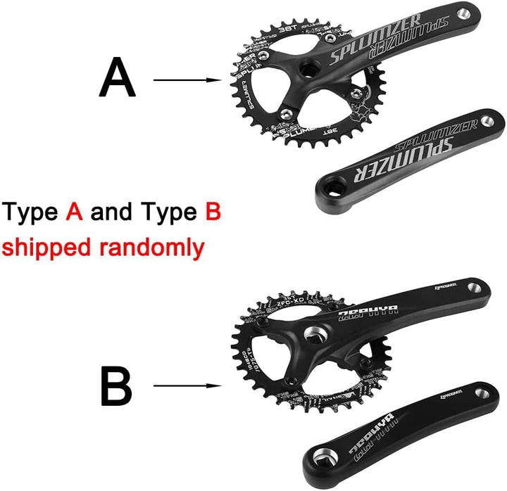 splumzer 170mm Vierkantkurbel für Mountainbike mit 104 Lochkreis 32/34/36/38T Kettenblatt, Wide Narr