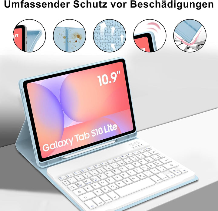 Tastatur für Samsung Galaxy Tab S10 Lite AI Tablet 10.9" 2025/S10 FE, Kabellose Magnetisch Abnehmbar