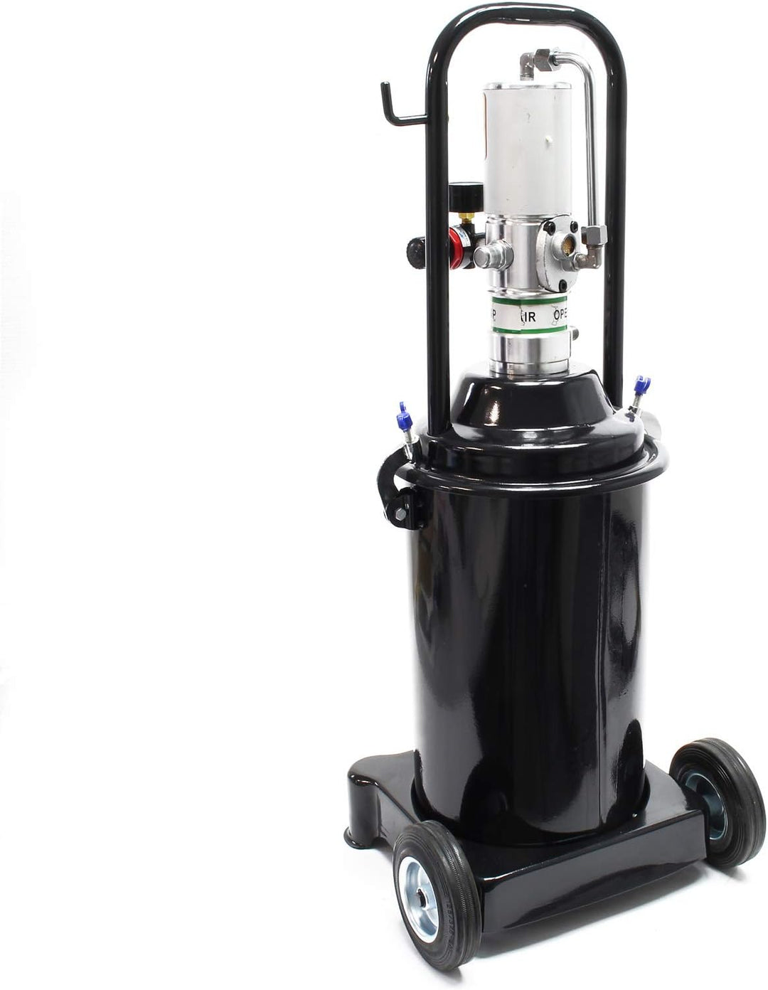 Wiltec Profi Fettpresse fahrbar mit Druckluft betrieben und 12 Liter Tank pneumatische Abschmierpres