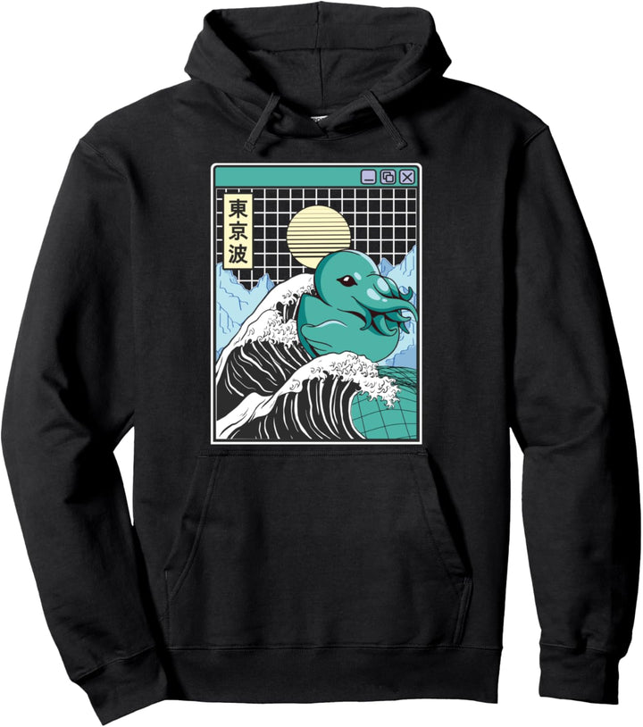 Seeungeheuer Badeente Kanagawa Wave Japan Anime Vaporwave Pullover Hoodie