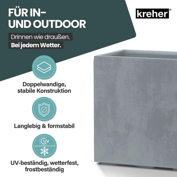 Kreher XL Pflanzkasten Millennium in verschiedenen Formaten und Farben. Tolle Naturstein Optik in Br