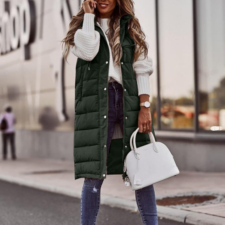 Duohropke Steppweste Damen Lang mit Kapuze Elegant Übergangsjacke Damenwesten Longweste Steppjacke P