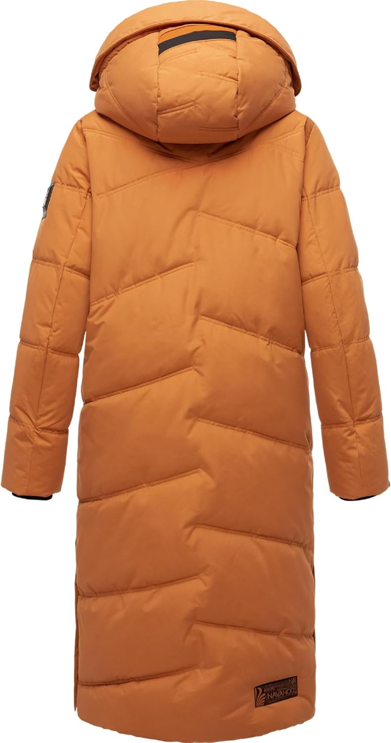 Navahoo Damen Wintermantel Warmer Steppmantel lang mit Kapuze Kuschelmausi S-XXL L Rusty Cinnamon, L