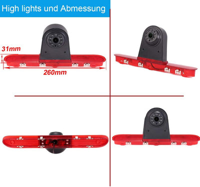 18mm Top Qualität Bremsleuchte Kamera Bremslicht Rückfahrkamera Transporter für Toyota ProAce 2/Vers