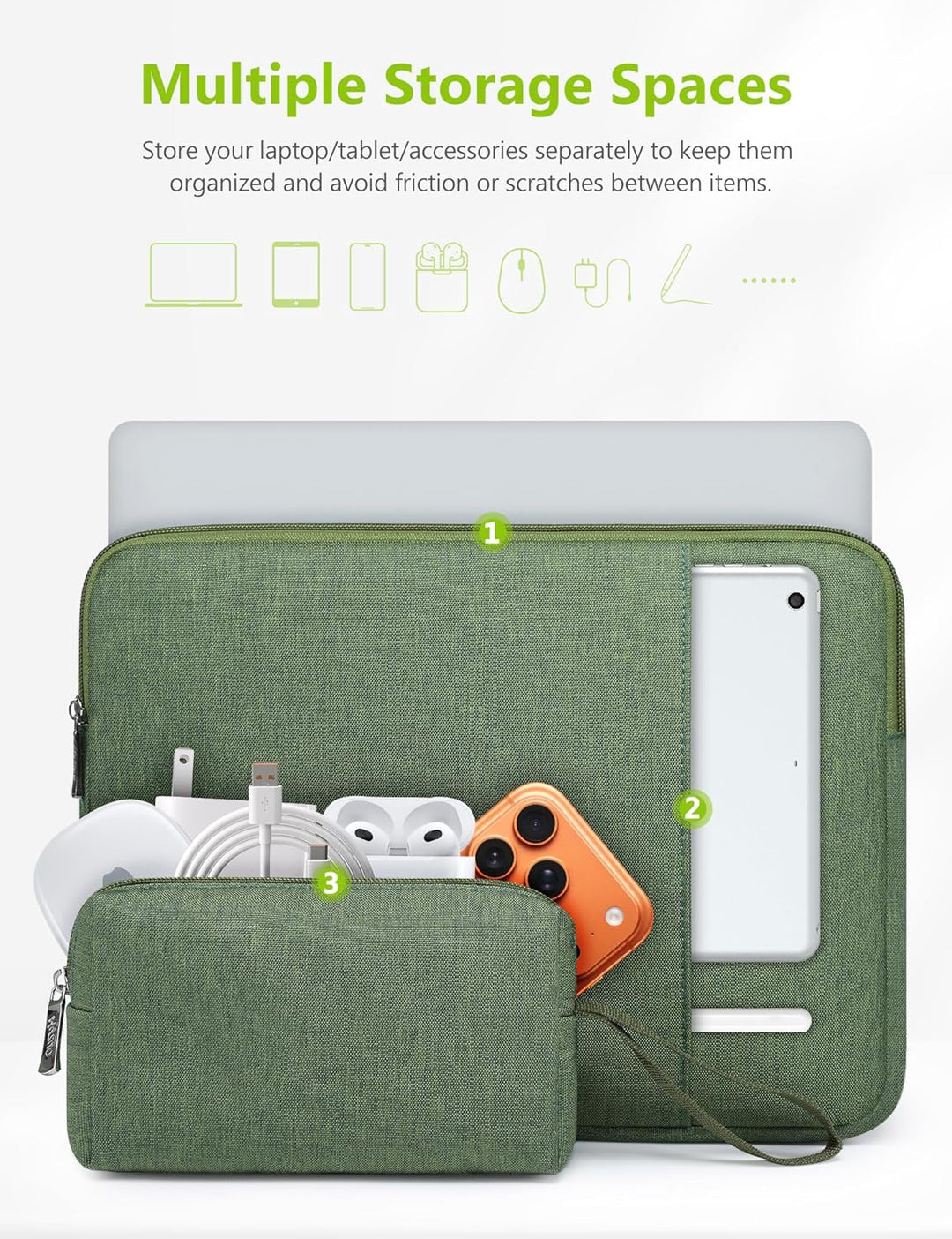 HYZUO 14-15 Zoll Laptop Tasche Set für MacBook Air 15 M4 M3 M2, MacBook Pro 15, 15" Surface Laptop,