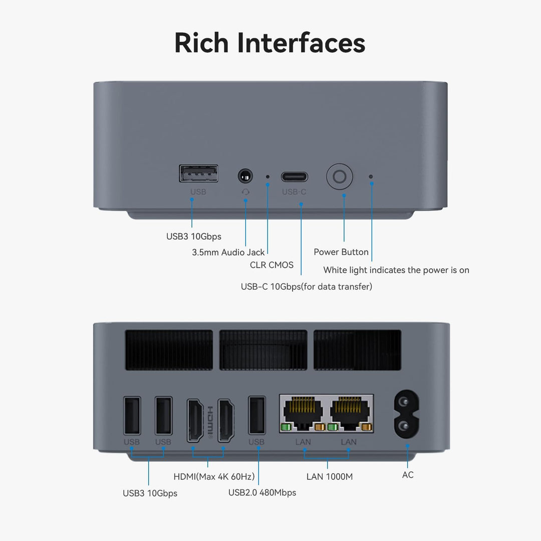 Beelink EQi12 Mini PC, Intel Core i3 1220P (10C/12T, bis zu 4,4GHz), 16GB DDR4 RAM 500GB M.2 PCIe4.0