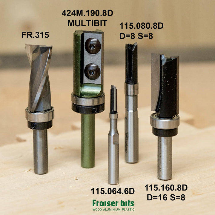 Fraiser Kopierfräser / Bündigfräser mit Kugellager unten – 6 mm Schaft, 6,4 mm Durchmesser, Präzisio