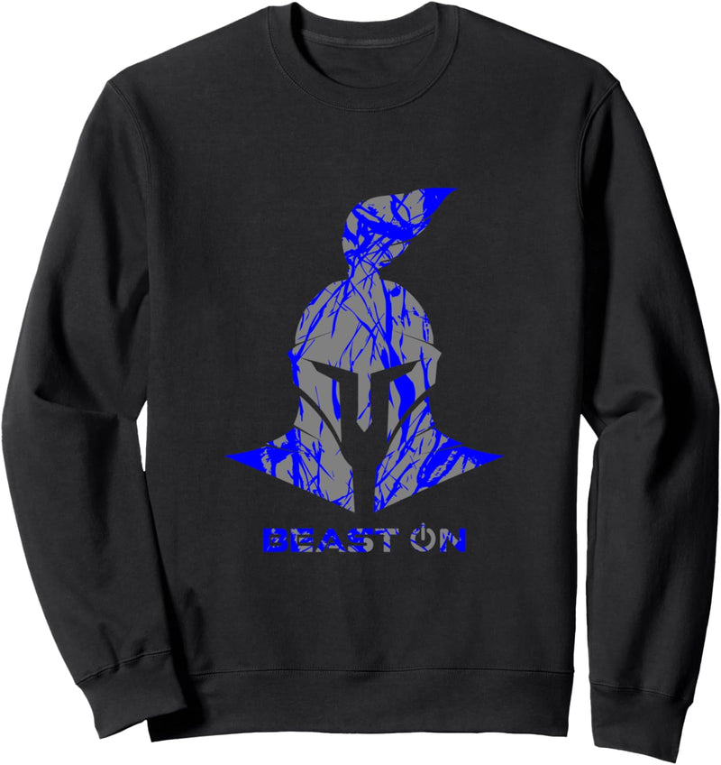 Spartaner Helm | Blauer Gladiator Helm Beast ON Gym Fitness Sweatshirt