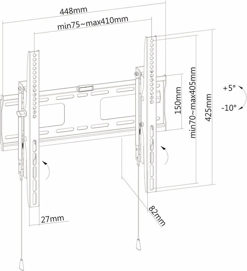 PureMounts PM-BTL400 Wandhalterung für TV Geräte mit 81-140 cm (32-55 Zoll), VESA: 200x200 bis 400x4