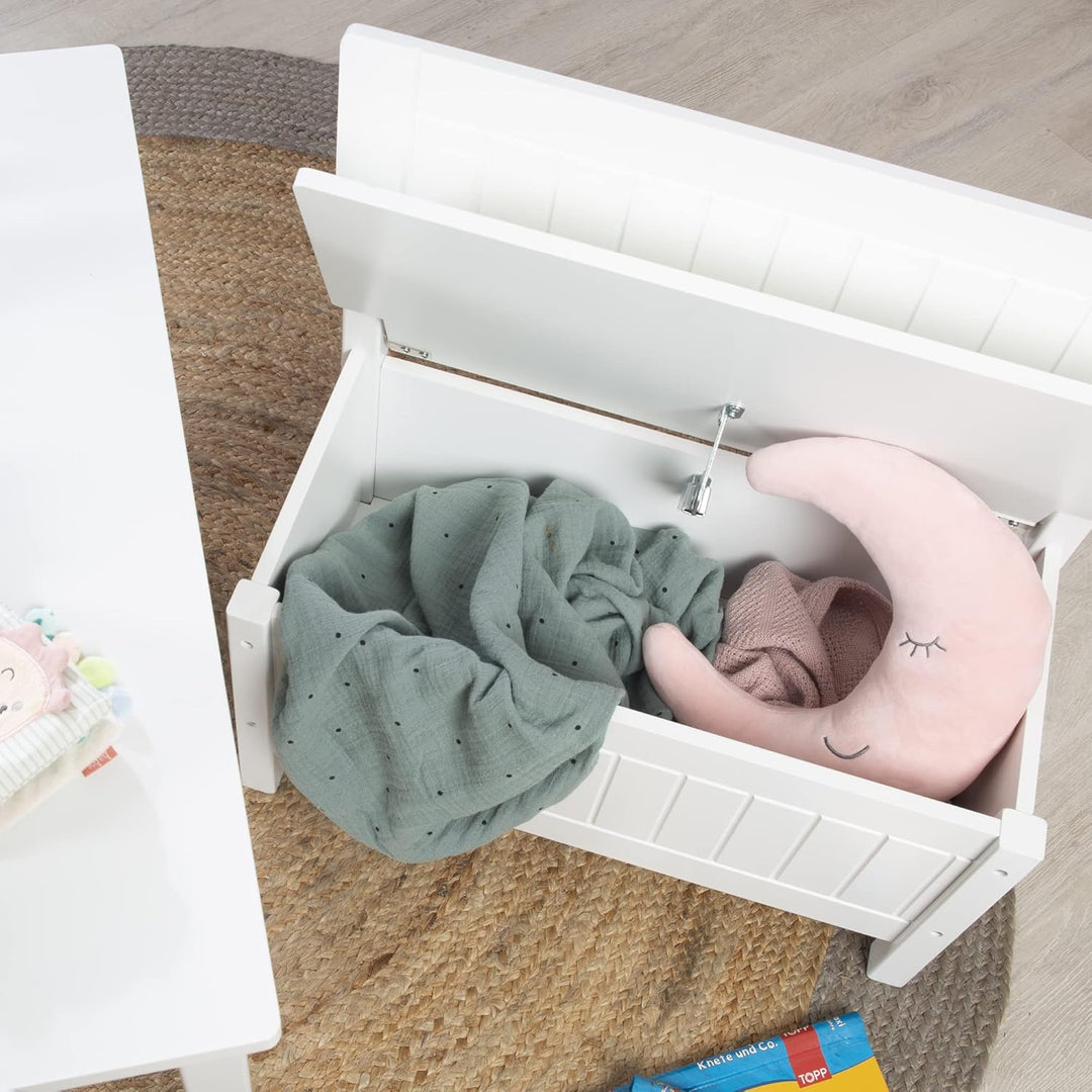 roba Truhenbank, Sitzbank für Kinder, Kindermöbel zum Sitzen und Aufbewahrung von Spielzeug, weiss K