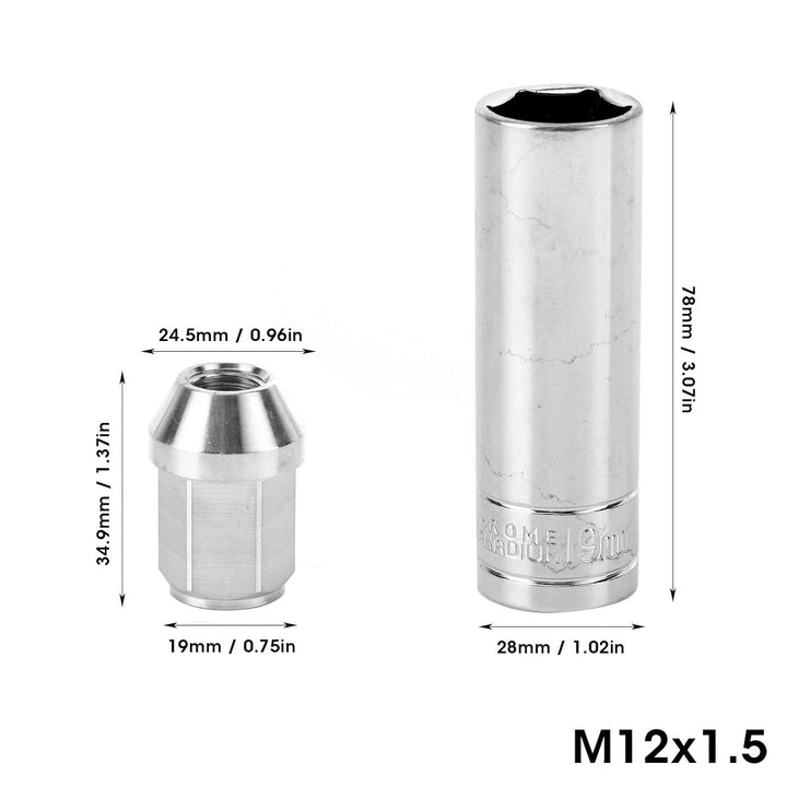 Radmuttern, 20 Stück radschraubenkappen Rad Muttern aus Edelstahl M12x1.5 Gewinde Universal Auto Car