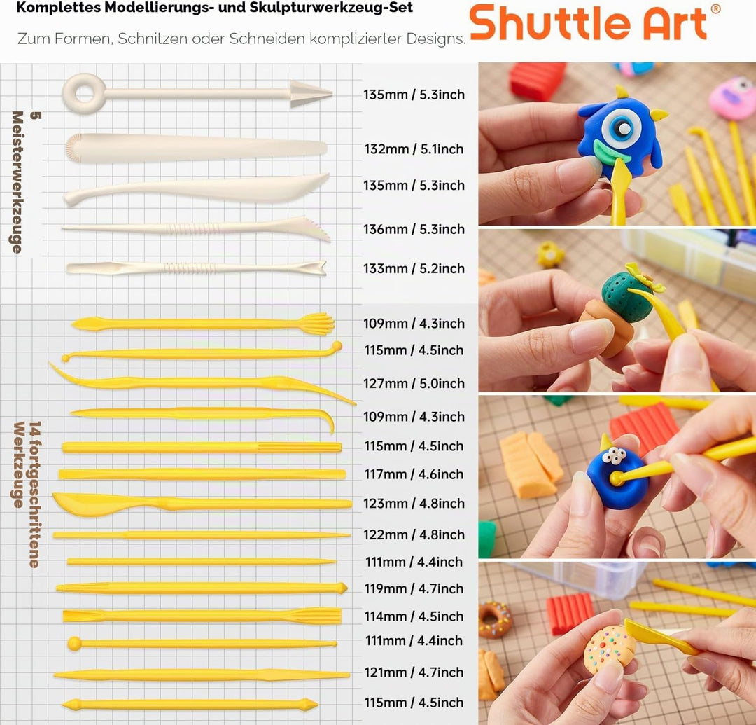 Polymer Clay, Shuttle Art 57 buntes Weich-Ton-Set, 1,55 kg/ 3,4 lb, ofenhärtende Modelliermasse Set,