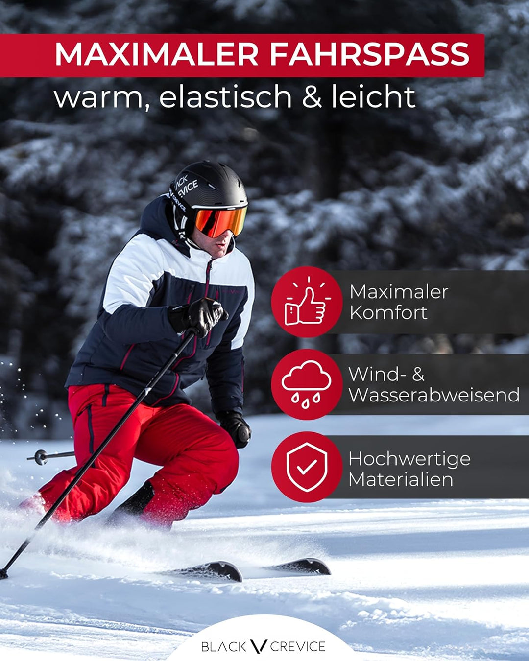 Black Crevice Herren Isolationshose I Ski-Tourenhose Grössen I atmungsaktive Herren-Skihose I elasti