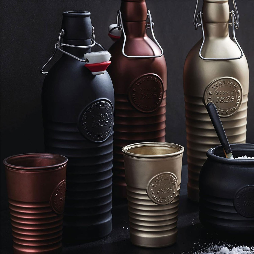 Bormioli Rocco Officina 1825 Trinkflasche 1,2 Liter - 6er-Set mit Reisemotiv-Trinkflasche