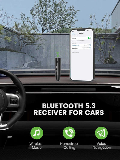 HVMLAK Aux Bluetooth Adapter Auto, Bluetooth 5.3 Empfänger Klinke 3.5 mit Stärkerem Mikrofon, für Au