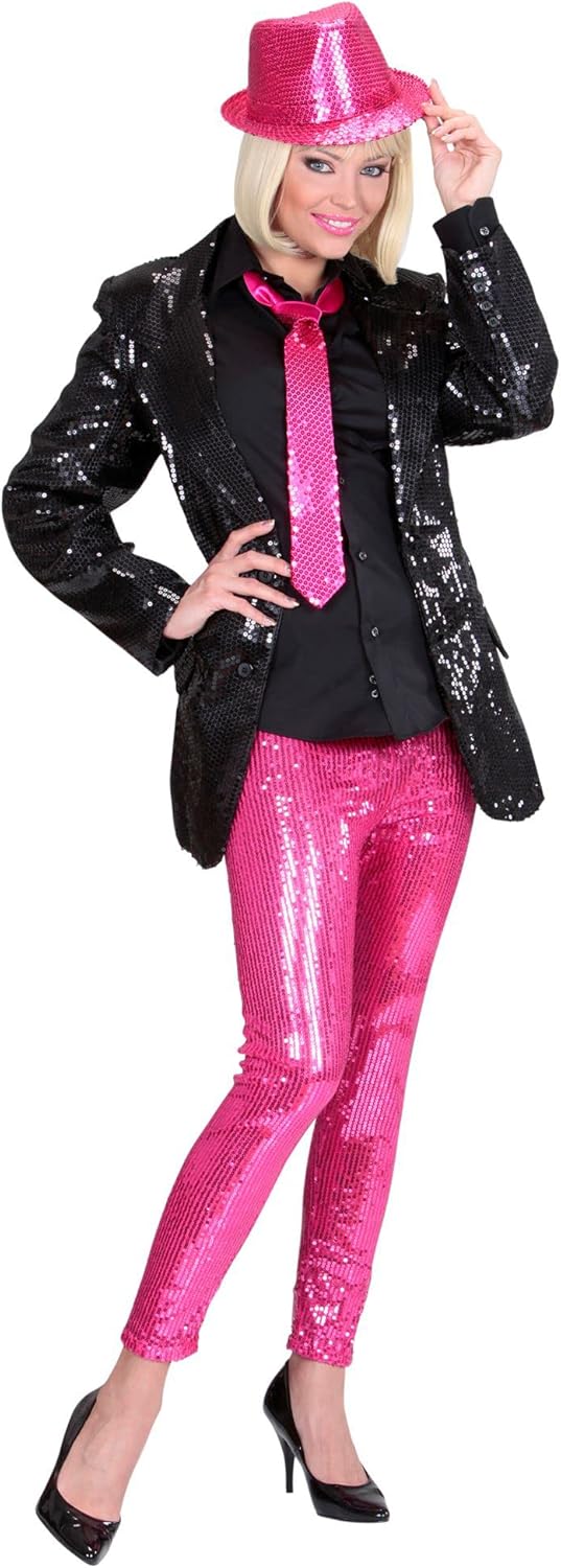 W WIDMANN MILANO Party Fashion - Leggings mit Pailletten, glänzend, Disco Fever, für Faschingskostüm