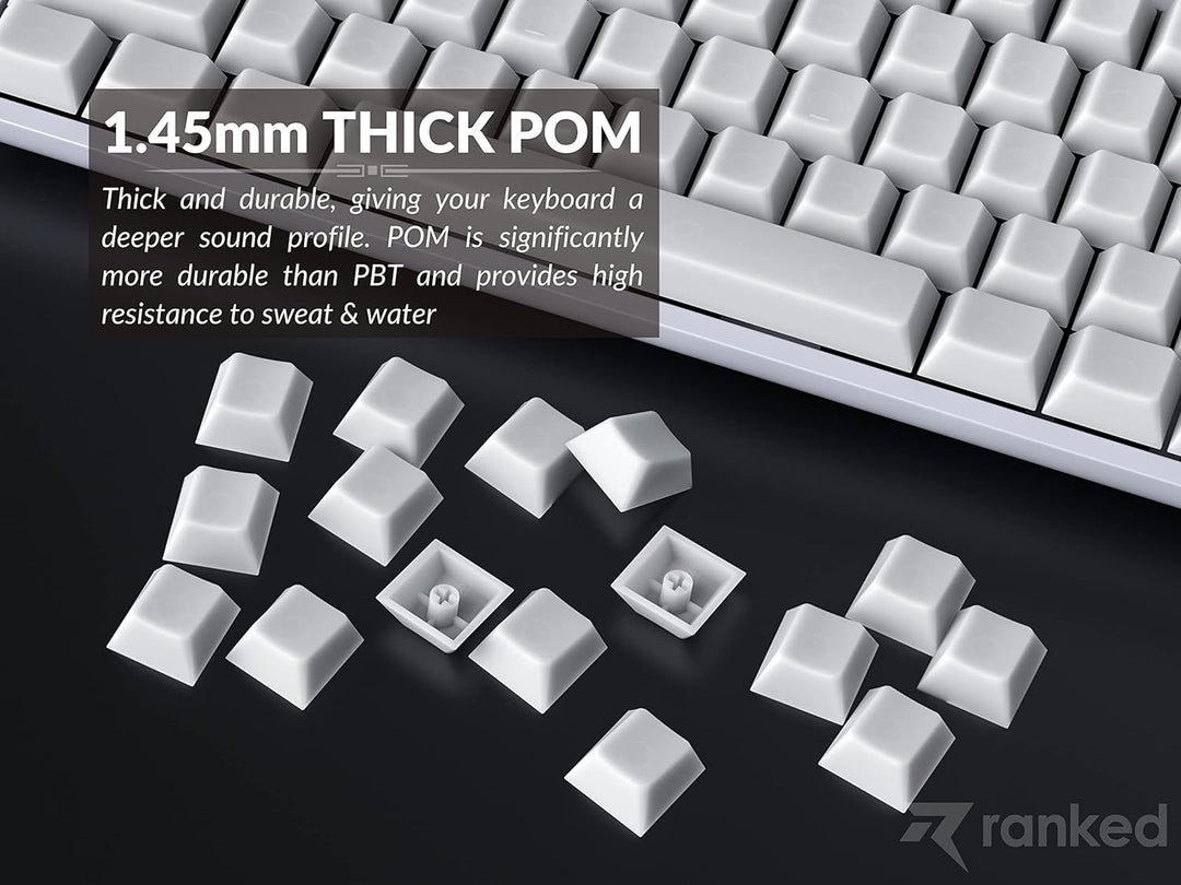 Ranked POM Jelly Hochwertiges Durchscheinendes Tastenkappen-Set | 1,45 mm Dickes PBT | Cherry-Profil