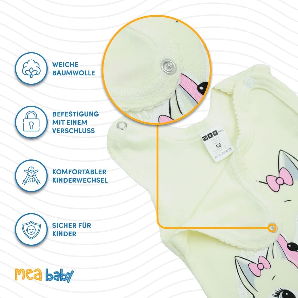 Unisex Baby Strampler mit Aufdruck aus 100% Baumwolle im 5er Pack. Baby Strampler für Mädchen Baby S