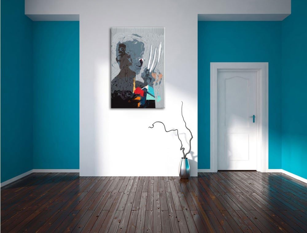 Wolverine Pinsel Effekt, Format: 100x70 auf Leinwand, XXL riesige Bilder fertig gerahmt mit Keilrahm