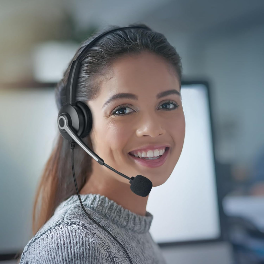 Wantek 3,5mm PC Headset mit Mikrofon Noise Cancelling, Telefon Headset, Kopfhörer Handy Klinke für L