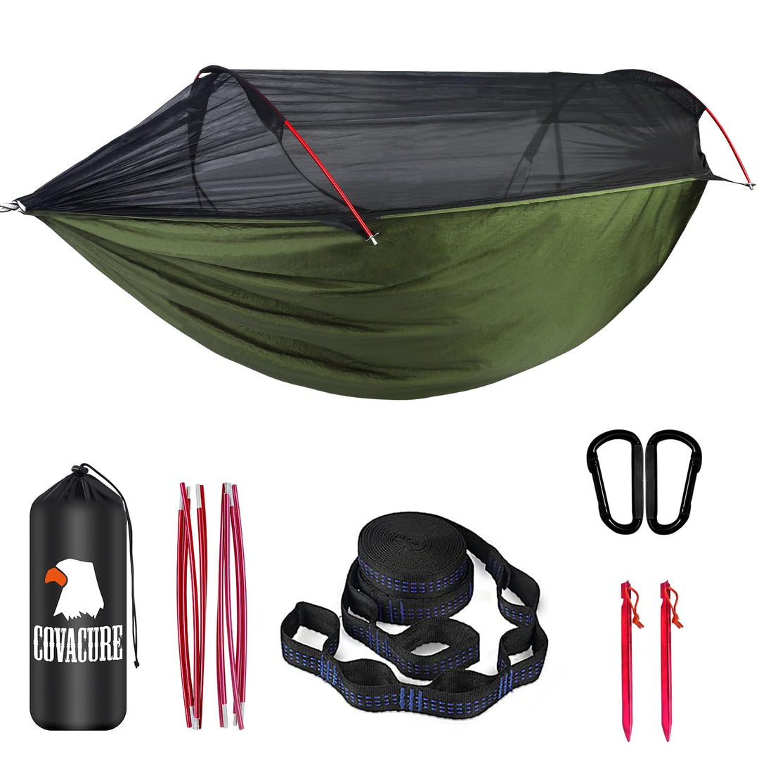 COVACURE Hängematte Outdoor Hängematte mit Moskitonetz - 200kg Belastbarkeit für 2 Personen 270 x 14