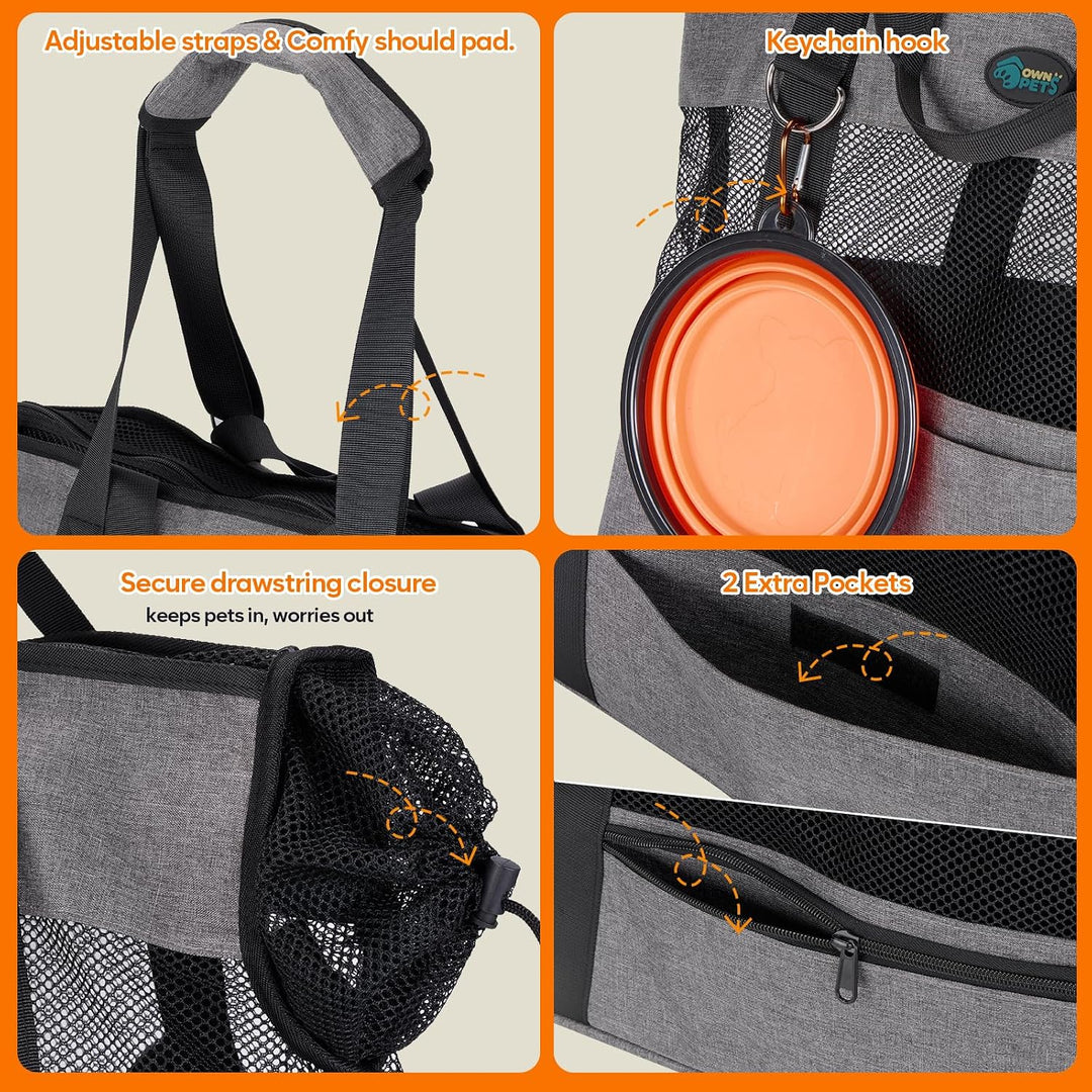 Ownpets Grosse Hundetragetasche,Atmungsaktives Mesh, Tragkraft bis 9 kg | leichte Sommer-Tasche mit