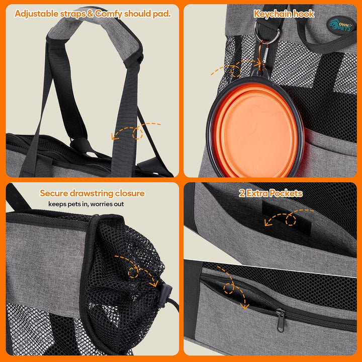 Ownpets Grosse Hundetragetasche,Atmungsaktives Mesh, Tragkraft bis 9 kg | leichte Sommer-Tasche mit