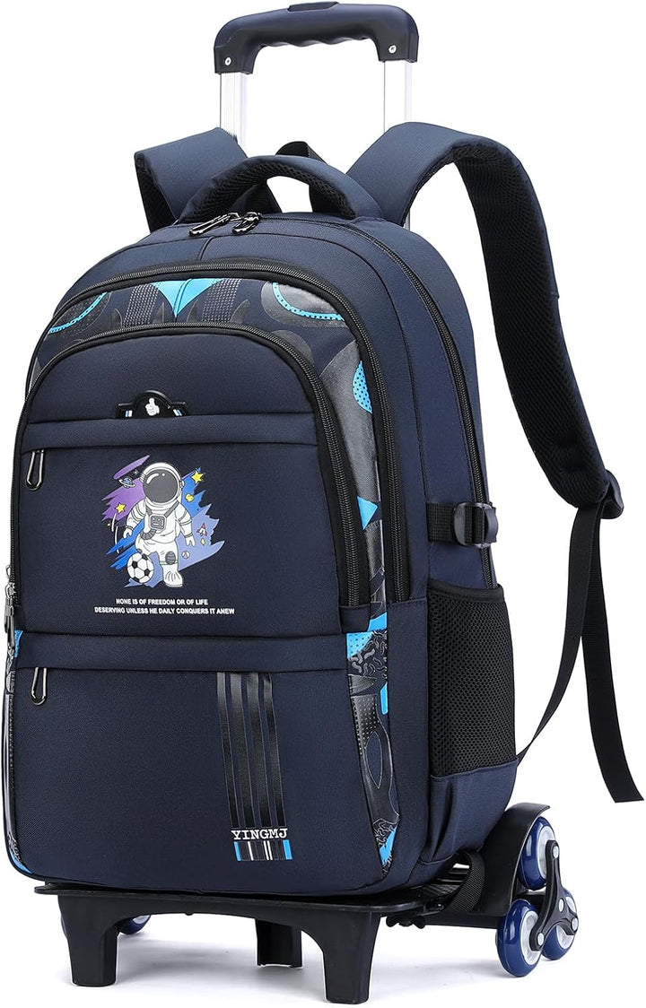 Amythe Schulrucksack mit Rollen für Jungen, 28L Rucksack Trolley für Kinder Teenager, 16 Zoll Lässig