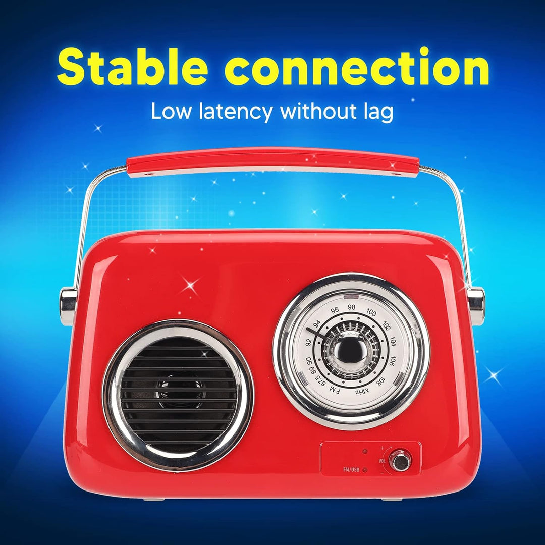 Retro Radio FM/USB/AUX mit Bluetooth 5.0 HiFi Stereo Kofferradio mit 1500 mAh Batterie Lautsprecher,