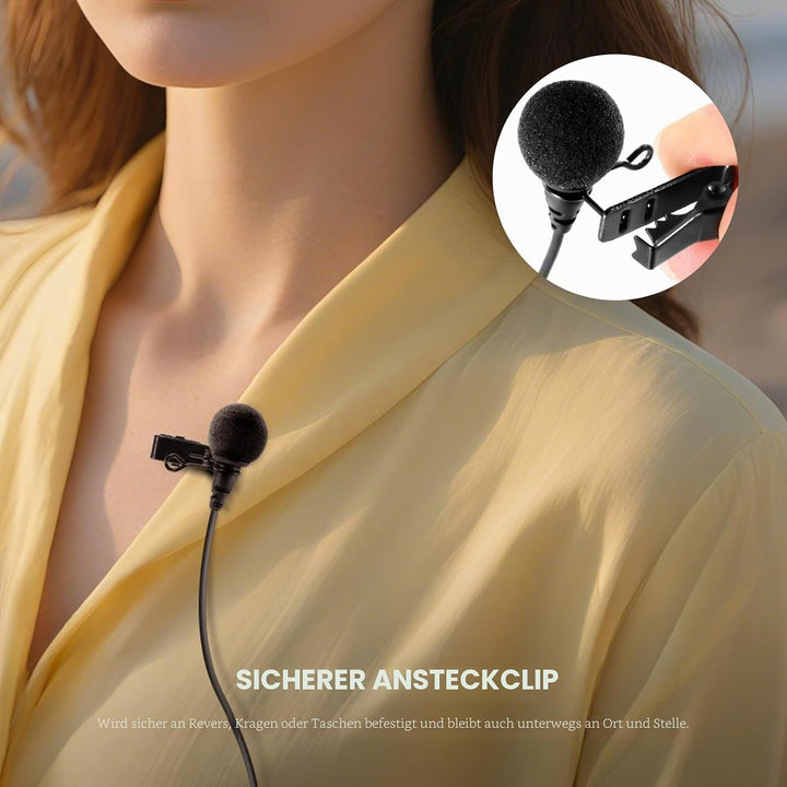 NEEWER ø4mm Mini Lavalier Mikrofon, 2er Pack, ansteckbares Wired Kondensator Ansteckmikrofon Set mit