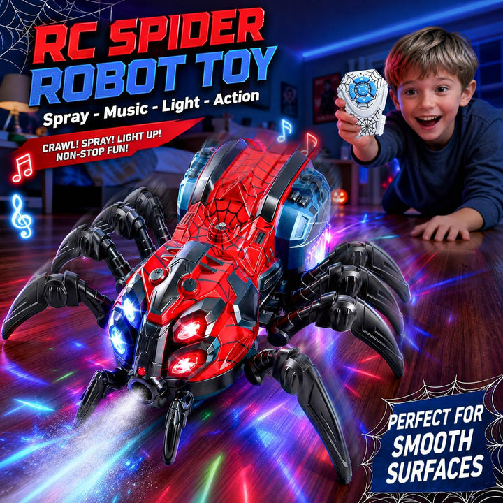 Ferngesteuertes Spinnenspielzeug für Kinder, Roboterspinne mit Nebel, Lichtern, Musik, RC-Spinnenspi