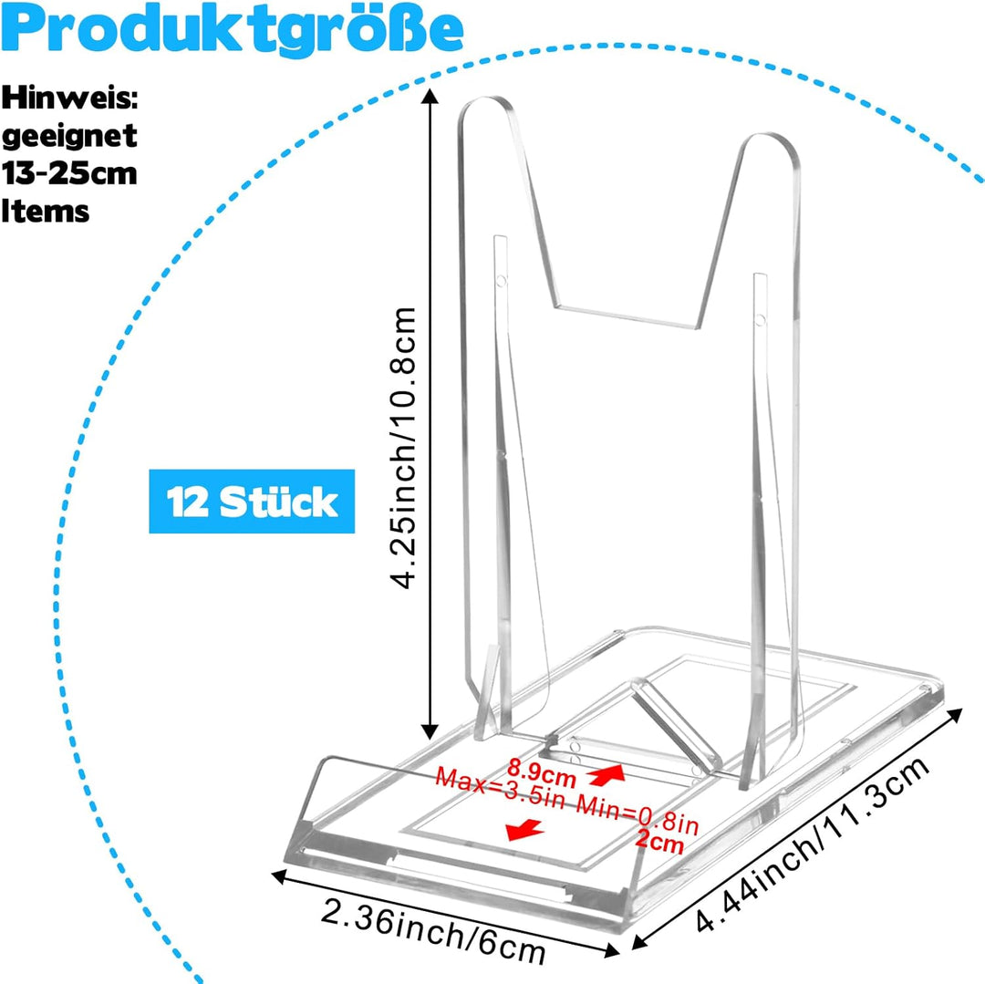 12 Stück Acryl Ständer Verstellbar Dekotellerhalter Tellerständer 6.5*5*5.5 CM Dekorativer Aufstelle